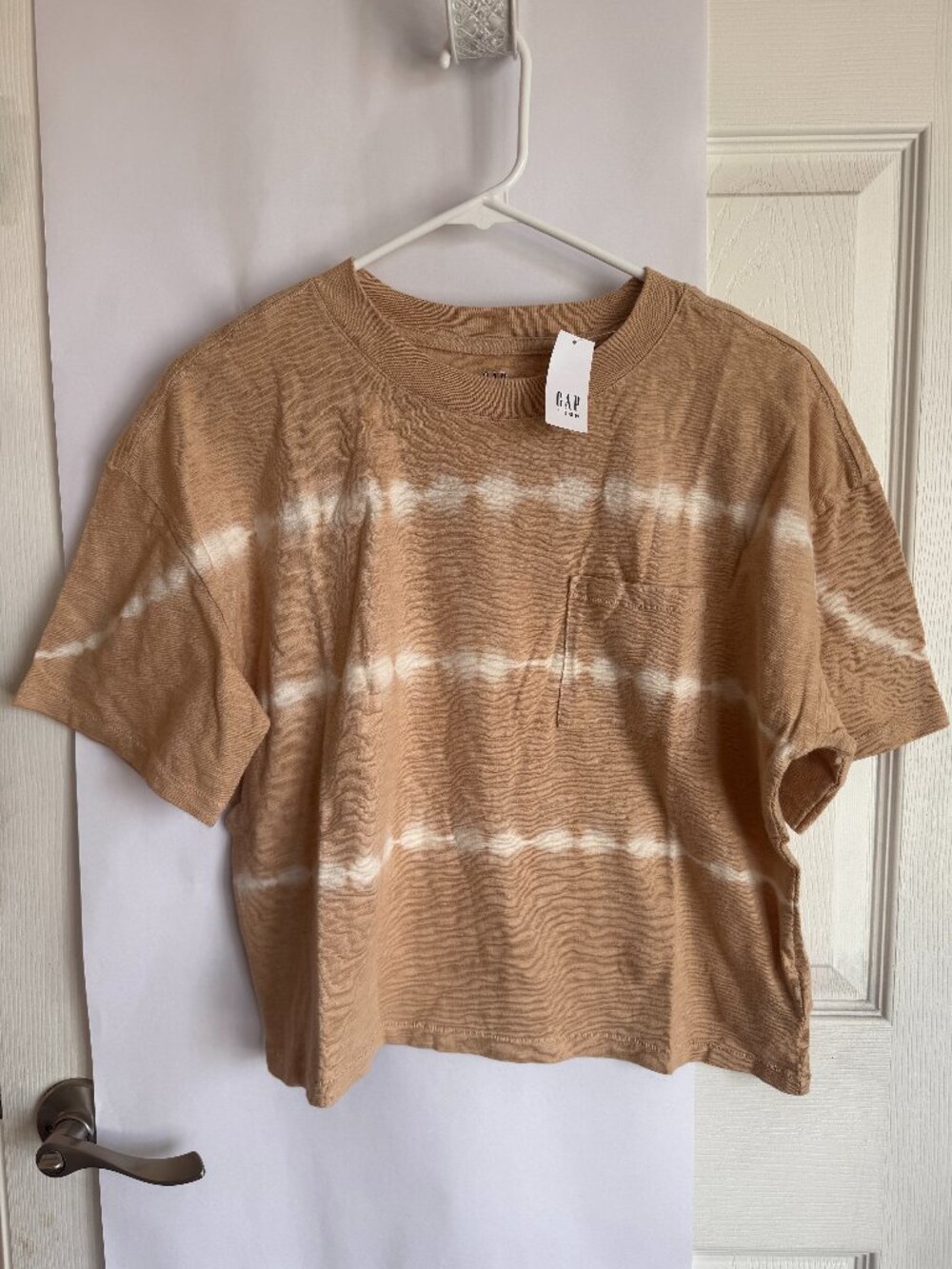 NWT GAP Juniors Boxy Pocket Tee in Oatmeal TieDye size 14/16